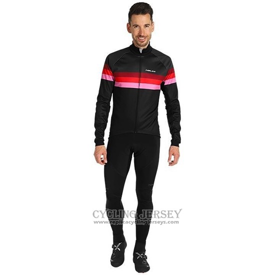 2019 Cycling Jersey Nalini Warm 2.0 Black Red Long Sleeve And Bib Tight